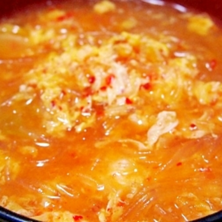 サンラータン風キムチ春雨スープ